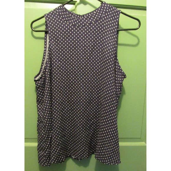 Love Fire Junior's Challis Blue Polka Dot Mock Neck Shell Blouse Size M - Picture 1 of 7